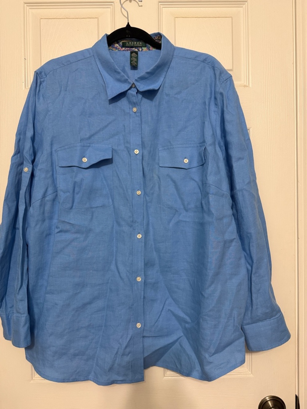 Lauren Ralph Lauren Sky Blue Cotton Button-Down Shirt